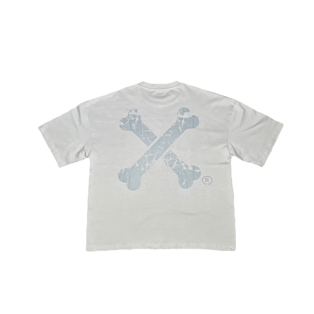 DISTRESSED LOGO CROSSBONE TEE (GREY)