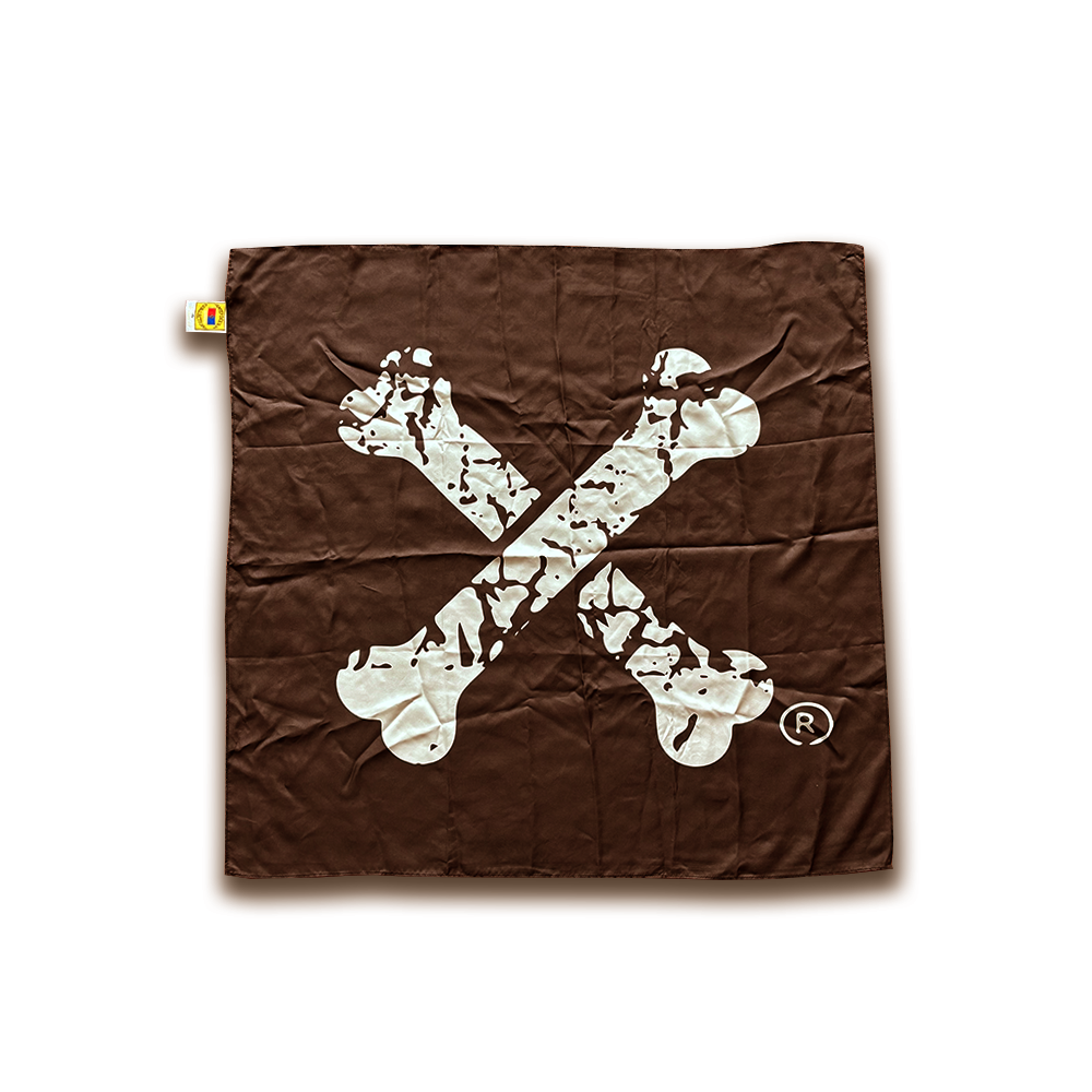 CROSSBONE SILK SCARF (BROWN)