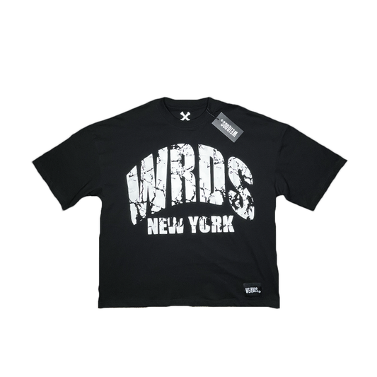 DISTRESSED LOGO CROSSBONE TEE (BLACK)