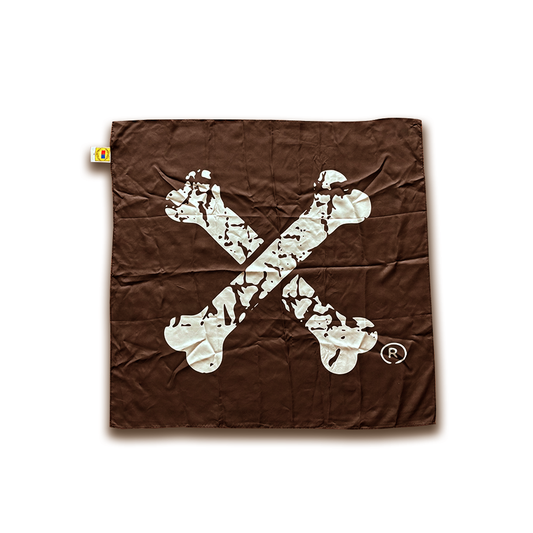 CROSSBONE SILK SCARF (BROWN)